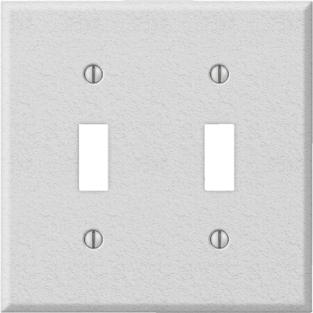 Amerelle PRO 2-Gang Stamped Steel Toggle Switch Wall Plate, White Wrinkle C982TTW